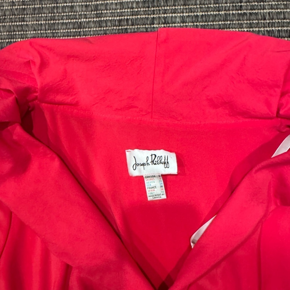 Joseph Ribkoff Deep V Rouched Vibrant Pink Blouse - Picture 2 of 5
